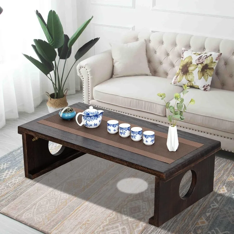 Foldable Japanese Coffee TableFolding Japanese Floor Tabletural Brown Coffee Table Minimalist Tatami Table Suitable for Living