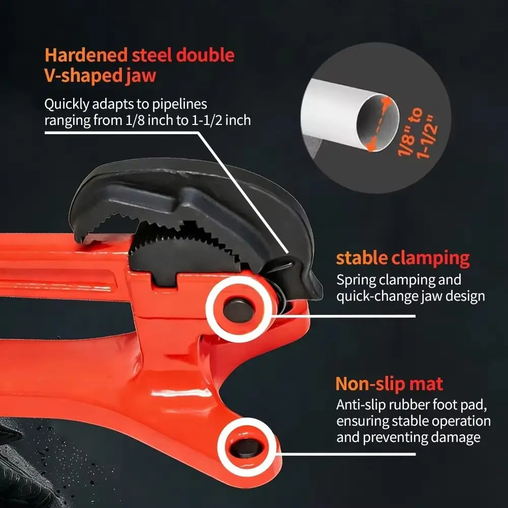Lightweight Portable Pipe Vise Multifunctional Heavy Duty Pipe Tightening Vise Aluminum Tube Hand-held Pipe Wrench