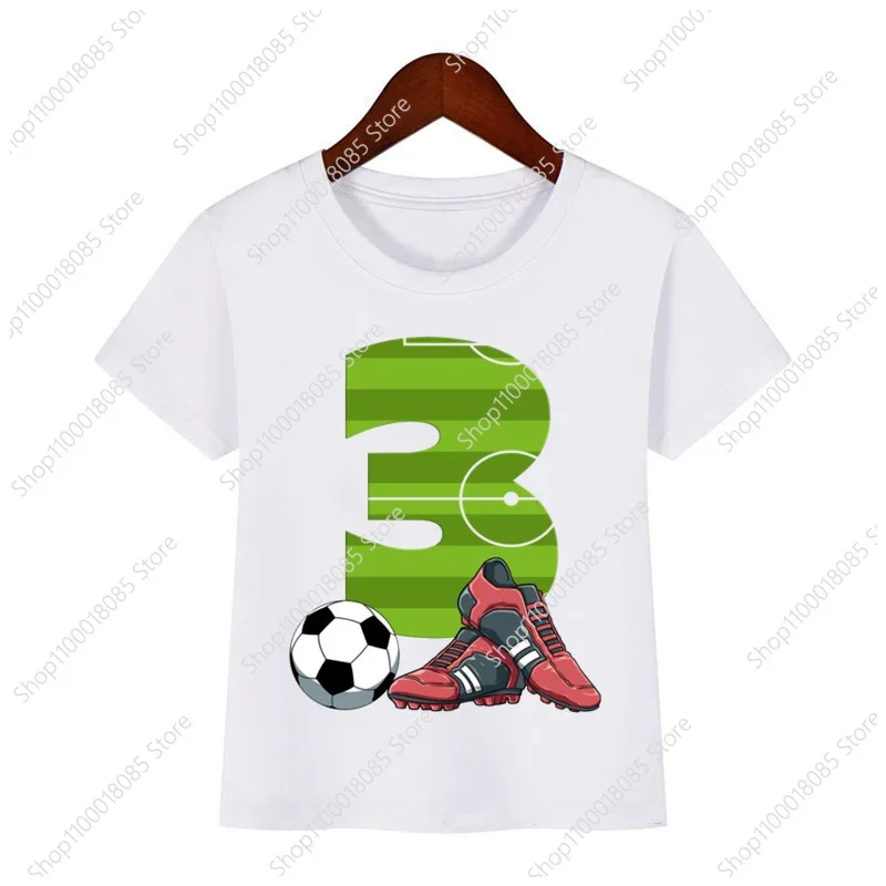 Kids Football Birthday Boy T-Shirts Custom Number Name Funny Cute Gift Shirt Soccer Birthday Number Printed T-Shirt