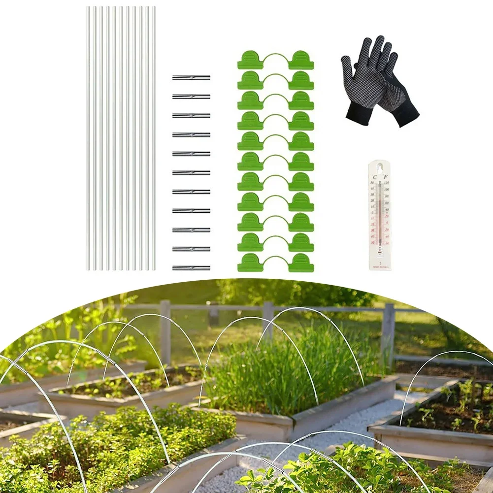 Fibreglass Greenhouse Tunnel Frame Protect Plants from Frost  Birds  and Sunlight Complete Package with Thermometer and Gloves