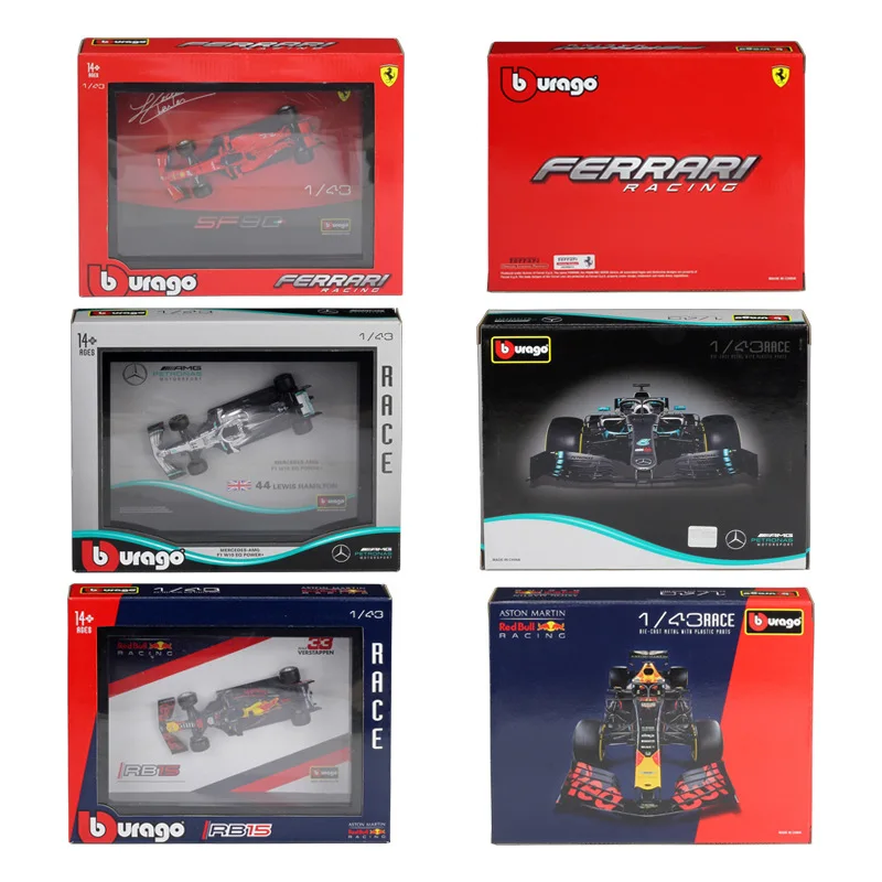 Bburago 1:43 Ferrari F1 Formula Car 2019 SF90 RB15 W10 Simulation Alloy Model Car Set Photo Frame Office Decoration Limited B457