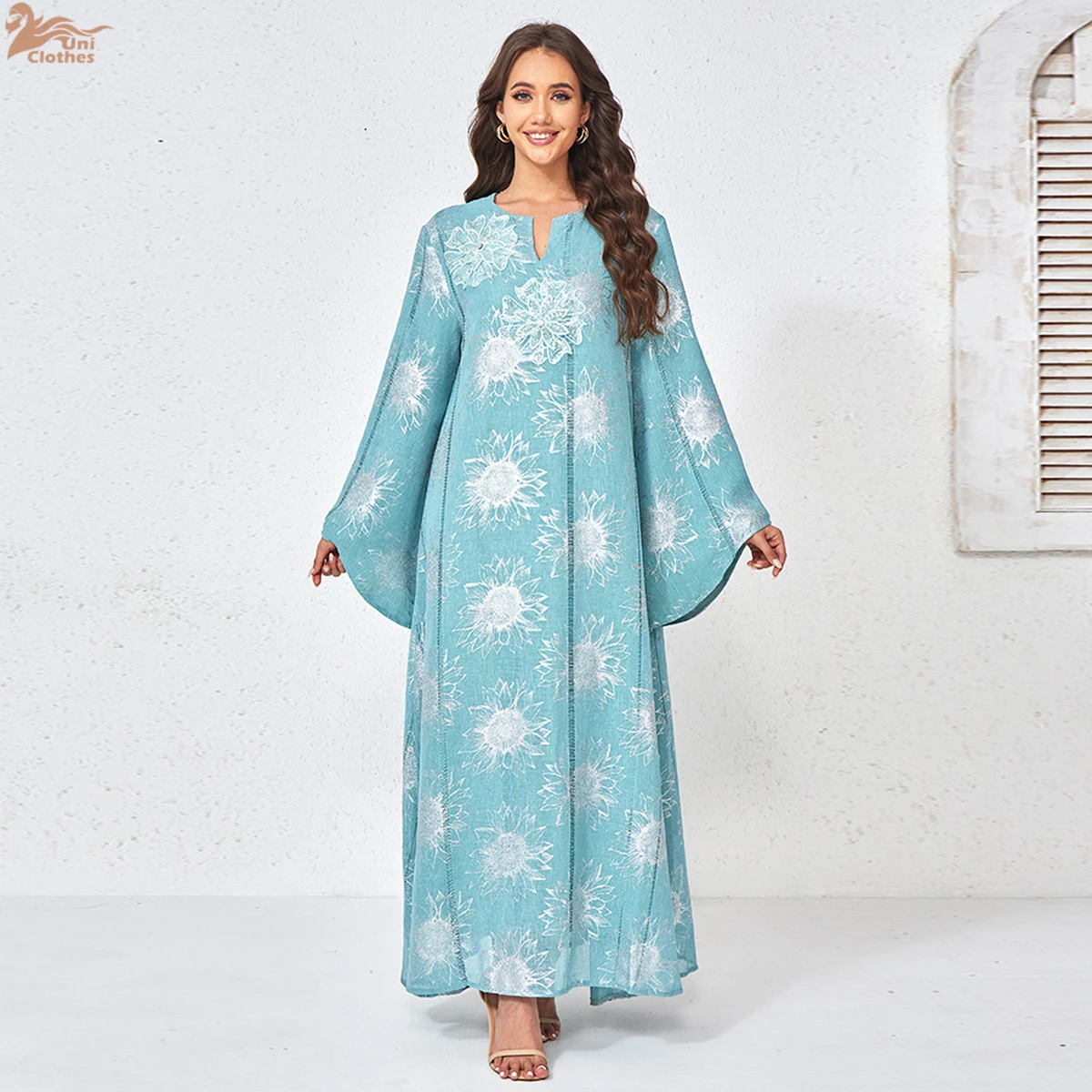 

2026 Diamonds Eid Mubarak Djellaba for Women Print Muslim Dress Dubai Turkey Abaya Islamic Jalabiya Caftan Marocain Femme Kaftan