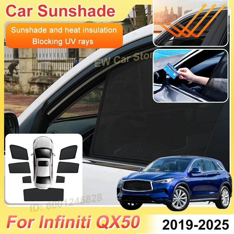 Mesh Sun Shades For Infiniti QX50 Car Accessories 2021 2019~2025 Window Visors Sunscreen Anti-UV Sun Shade Auto Privacy Body Kit