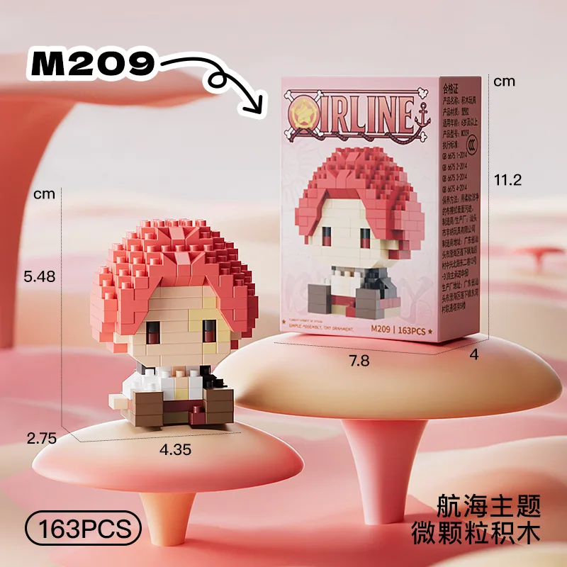 Neue ONE PIECE Sonnengott Nika Luffy Micro Action Block Chopper Ace Buggy 3D Anime Modell Bausatz Mini Bausteine Figuren Spielzeug als Geschenk