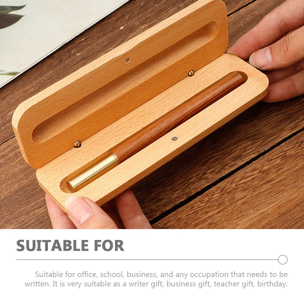 Single Wood Pen Holder Premium Wooden Pencil Box for Classroom Gift Empty Pen Organizer Storage Case Display Box for Birthday