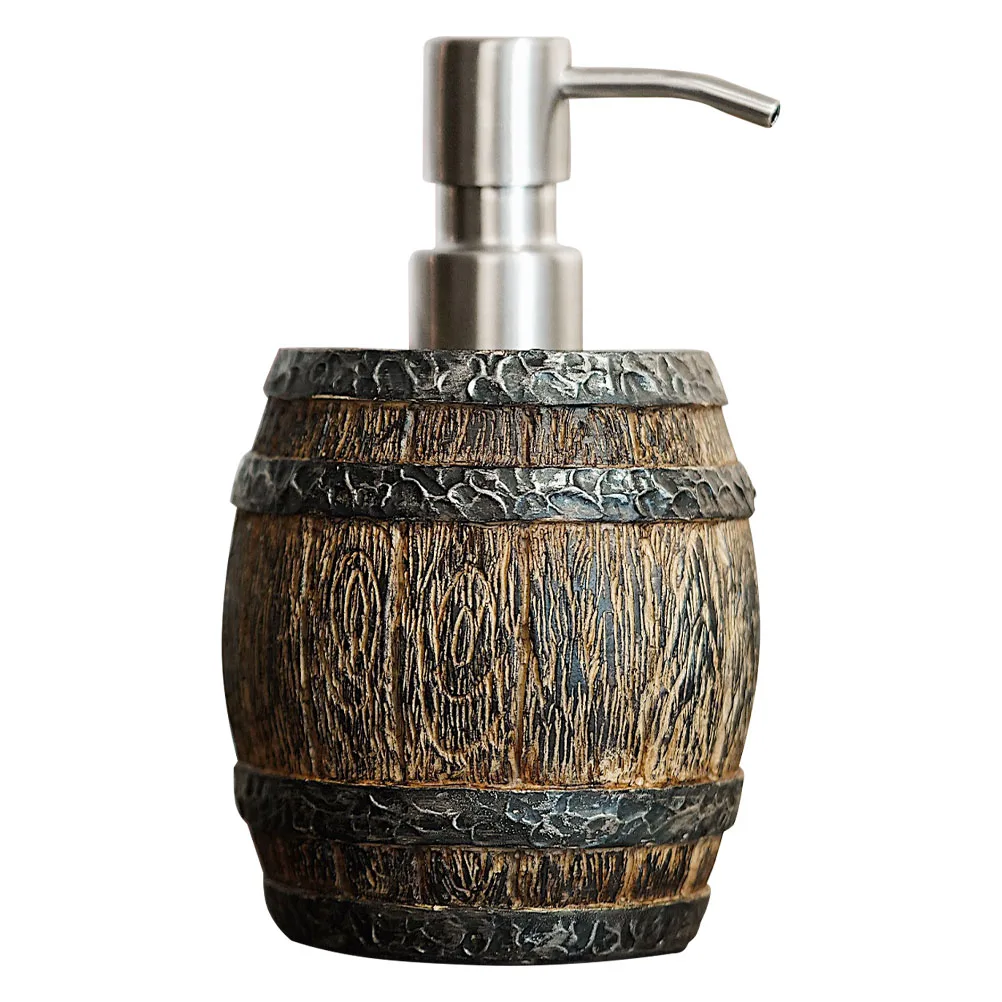 

Wooden Bucket Soap Dispenser Retro Viking Kitchen Bathroom Foam Pump Liquid Shampoo Container Refillable Portable Bottle