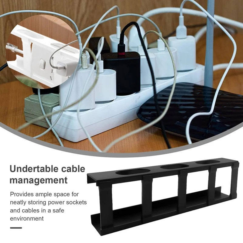 엉킴 없는 코드 정리함, 언더 데스크 케이블 관리 트레이, 부드러운 가장자리, 깔끔한 와이어 정리정돈, 2 개