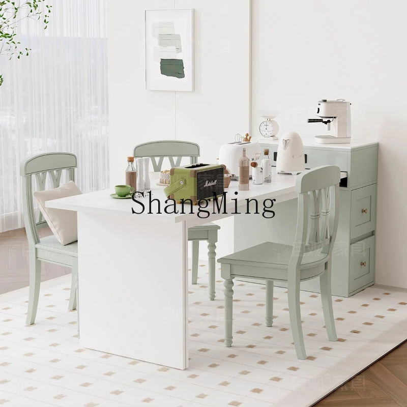 FGgood-looking island table integrated retractable rock slab countertop green bar table retractable rectangular dining table