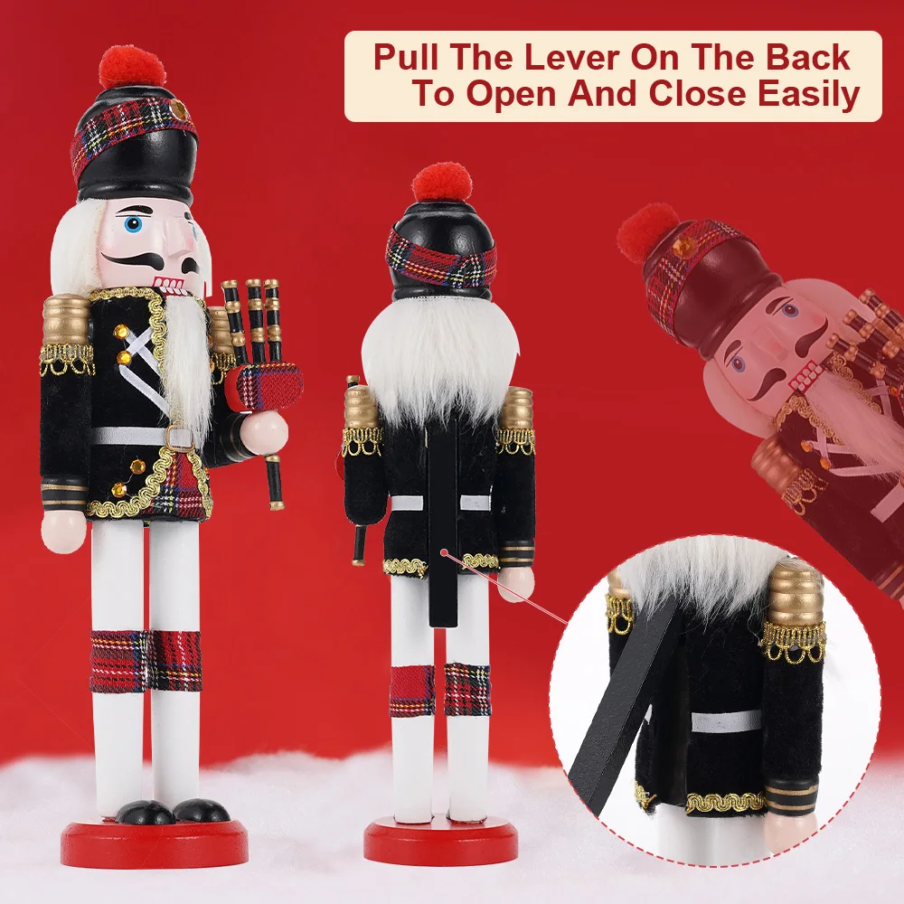 2Pcs/set 30CM New Year Nutcracker Soldier Puppet Kit Wooden Handicraft Fireplace Decoration Christmas Party Creative Ornaments