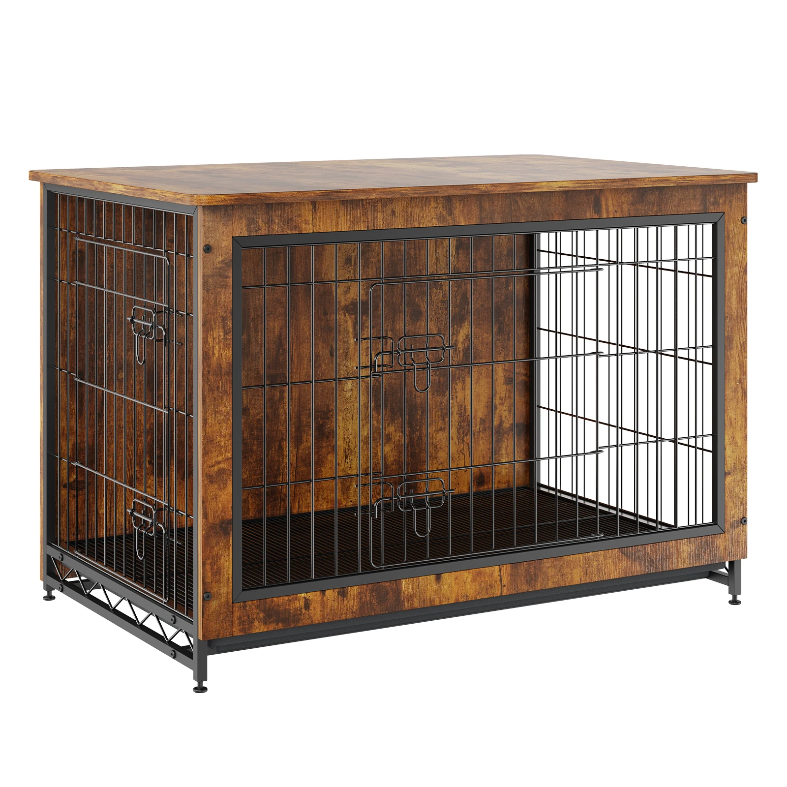 VEVOR Dog Crate Furniture 38in Wooden Dog Crate W/Multi-Purpose Removable Tray Double Doors Modern Dog Kennel Indoor Up to 70lbs