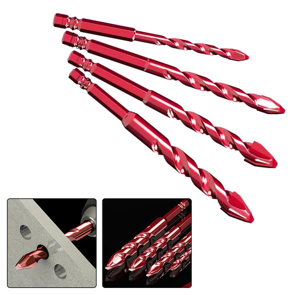 1 pz codolo esagonale Extra lungo 6.35 Mm punta da trapano in carburo di tungsteno per piastrelle in mattoni di vetro cemento plastica legno mattone triangolo Bit