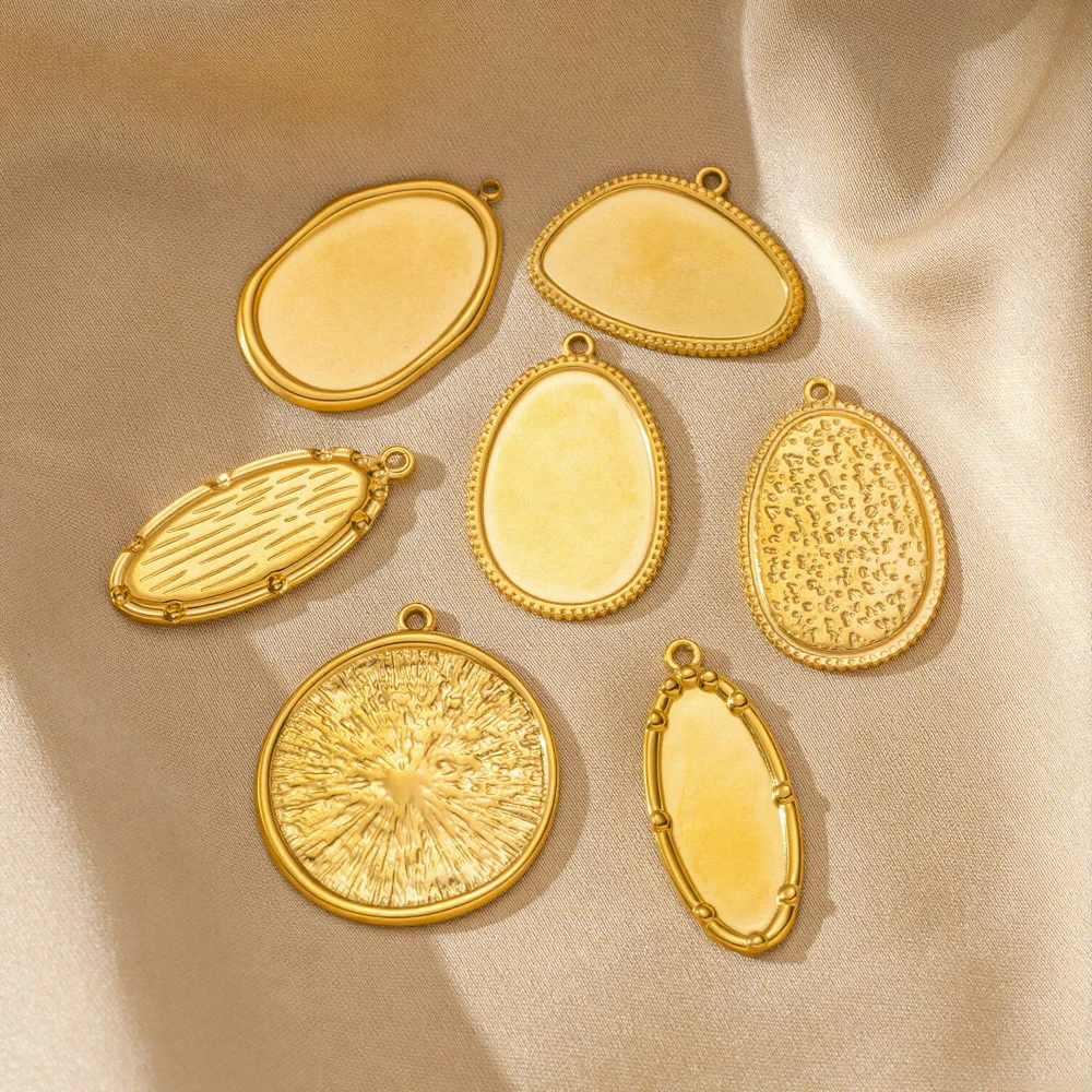5 Stück Edelstahl Oval Unregelmäßige Anhänger Cabochon Fassung Rohlinge für DIY Schmuckherstellung Zubehör Komponenten – Detail 2