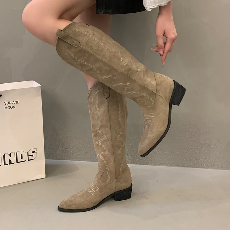 Shoes White Ankle Boots Round Toe Winter Footwear Luxury Designer Sexy Thigh High Heels High Sexy  Boots-Women Low Autumn Cowboy