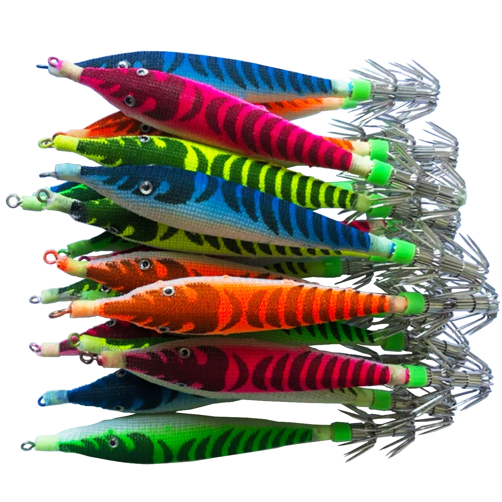 

Wholesale 100pcs Luminous Shrimp Baits Cloth Artificial Fishing Squids 10.5cm 7g Jigs Night Dawn Octopus Cuttlefish Lures Pesca