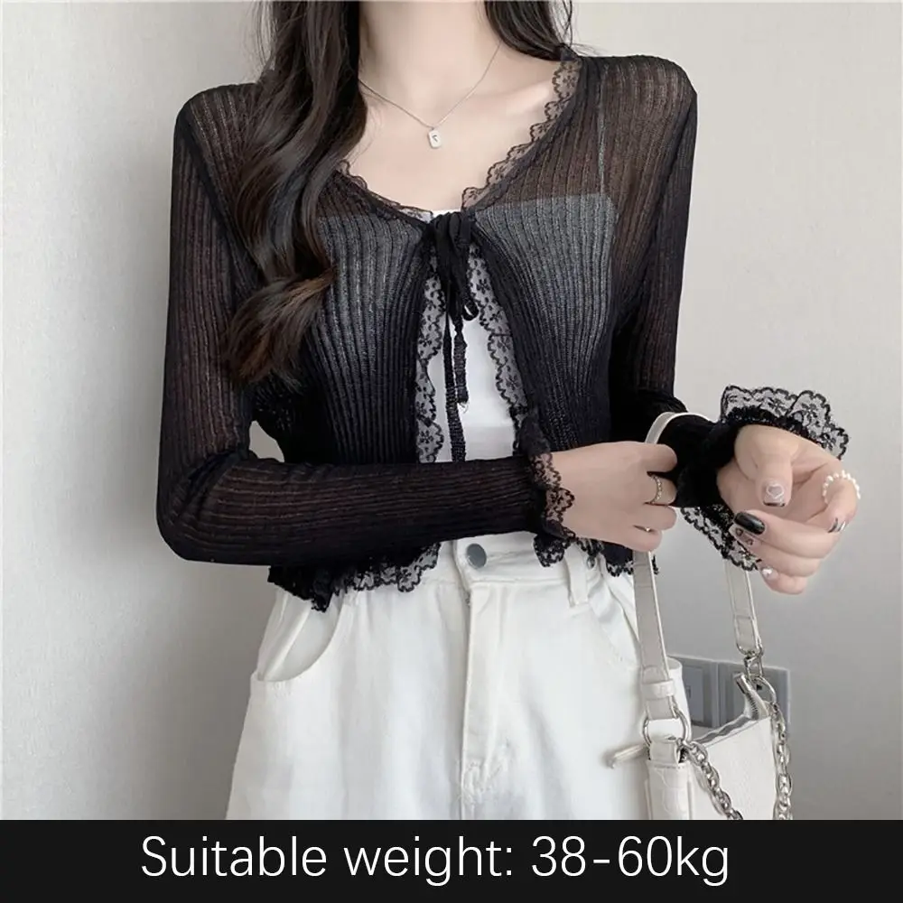 Frenum Knit Cardigan Exquisite Solid Color UV Protection Sunscreen Shawl Sun Protection Summer Thin Coat