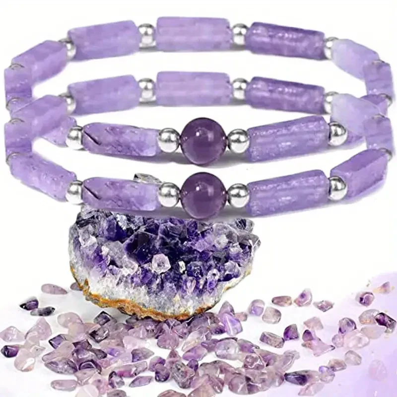 Natural Amethyst Square Bead Bracelet Amethyst Pixiu Accessories Energy Bracelet