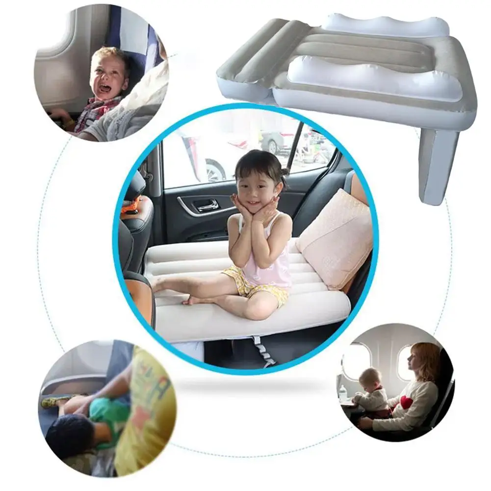 Inflatable Kids Car Travel Bed Rear Seat Air Mattress with Side Guardrail Portable Baby Sleeping Cushion for Road Trip view 3