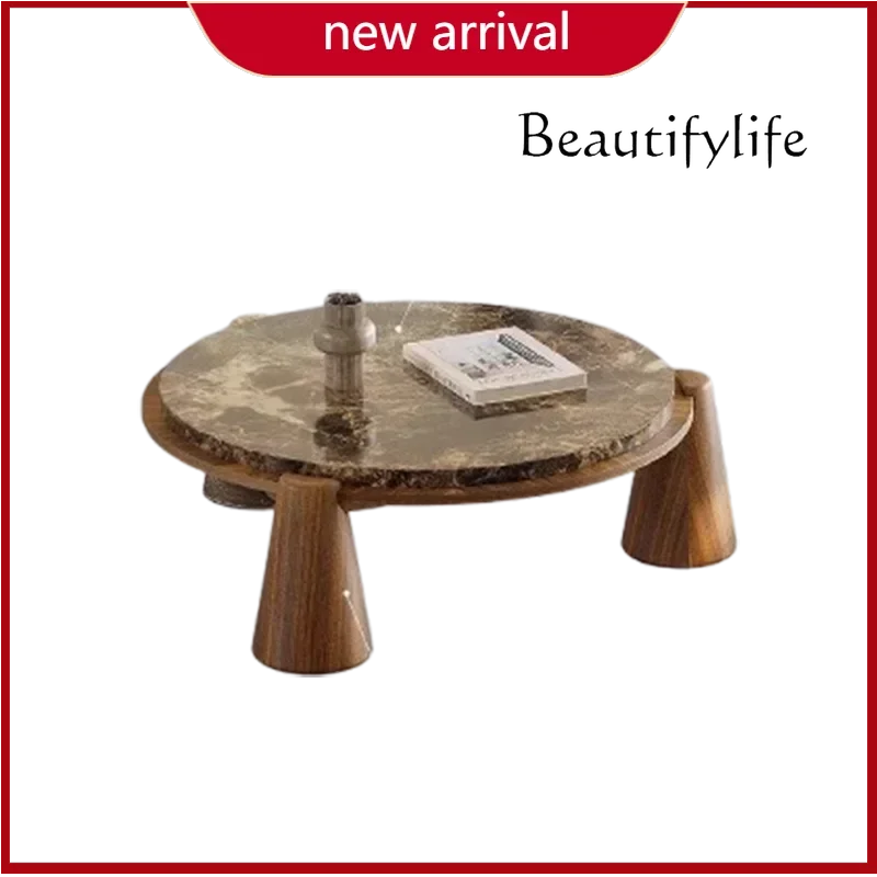 

C European Centerpiece Coffee Table Marble Italian Modern Round Side Table Living Room Set Luxury Stolik Kawowy Home Furniture