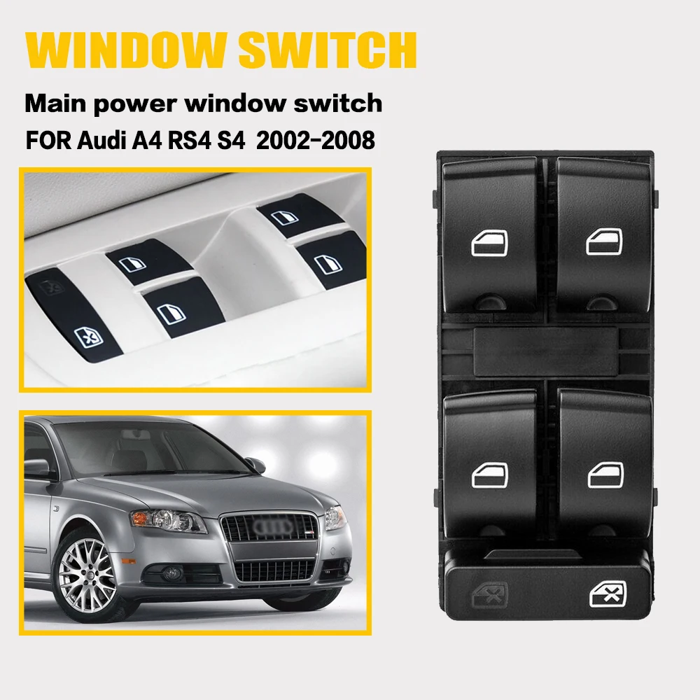 

Window Switch Compatible with FOR Audi A4 RS4 S4 2002 2003 2004 2005 2006 2007 2008 Driver Side Master Power Window Switch