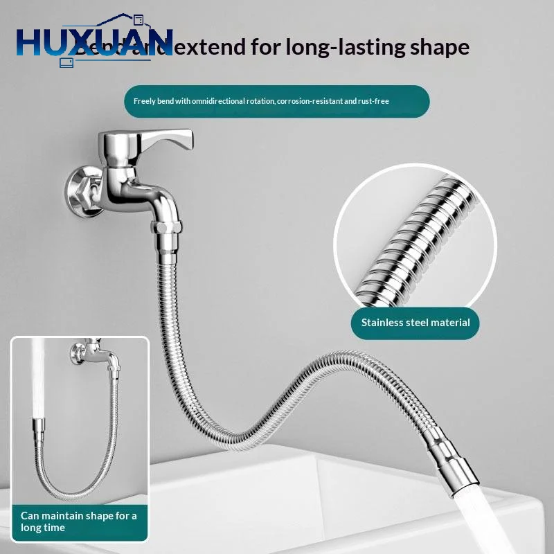 Adjustable Bathroom Faucet Stainless Steel Extension Pipe Tube for Water Taps