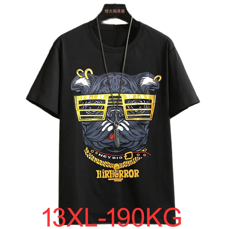 Summer new tide Plus size short sleeve O neck t-shirt Bust 170cm Large size casual loose 12XL 13XL 10XL print t shirt men