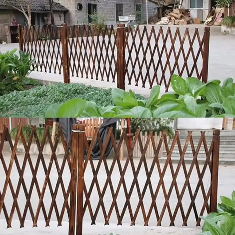 Painel de cerca de treliça de jardim expansível, suporte para plantas de escalada, kit de tela de privacidade de madeira, decoração de portão de estaca, padrão de diamante oco