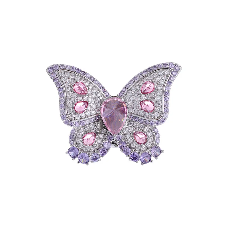New magnetic clasp butterfly brooch, high-end luxury light luxury style suit collar fixing accessory pin
