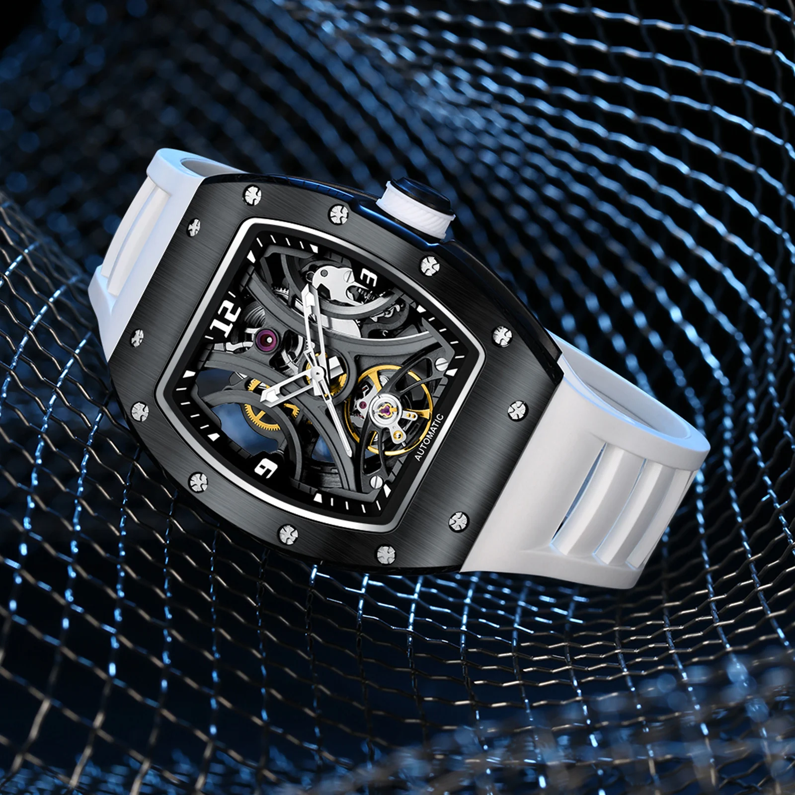 

DG Men Automatic Mechanical Watch Luxury Watches Waterproof Skeleton Sport Style Fashion Wholesale Stainless Steel Gift