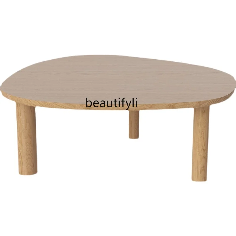 Nordic Simple Solid Wood Tea Table Oval Tea Table Living Room Home Misty Style Japanese Style Tea Table