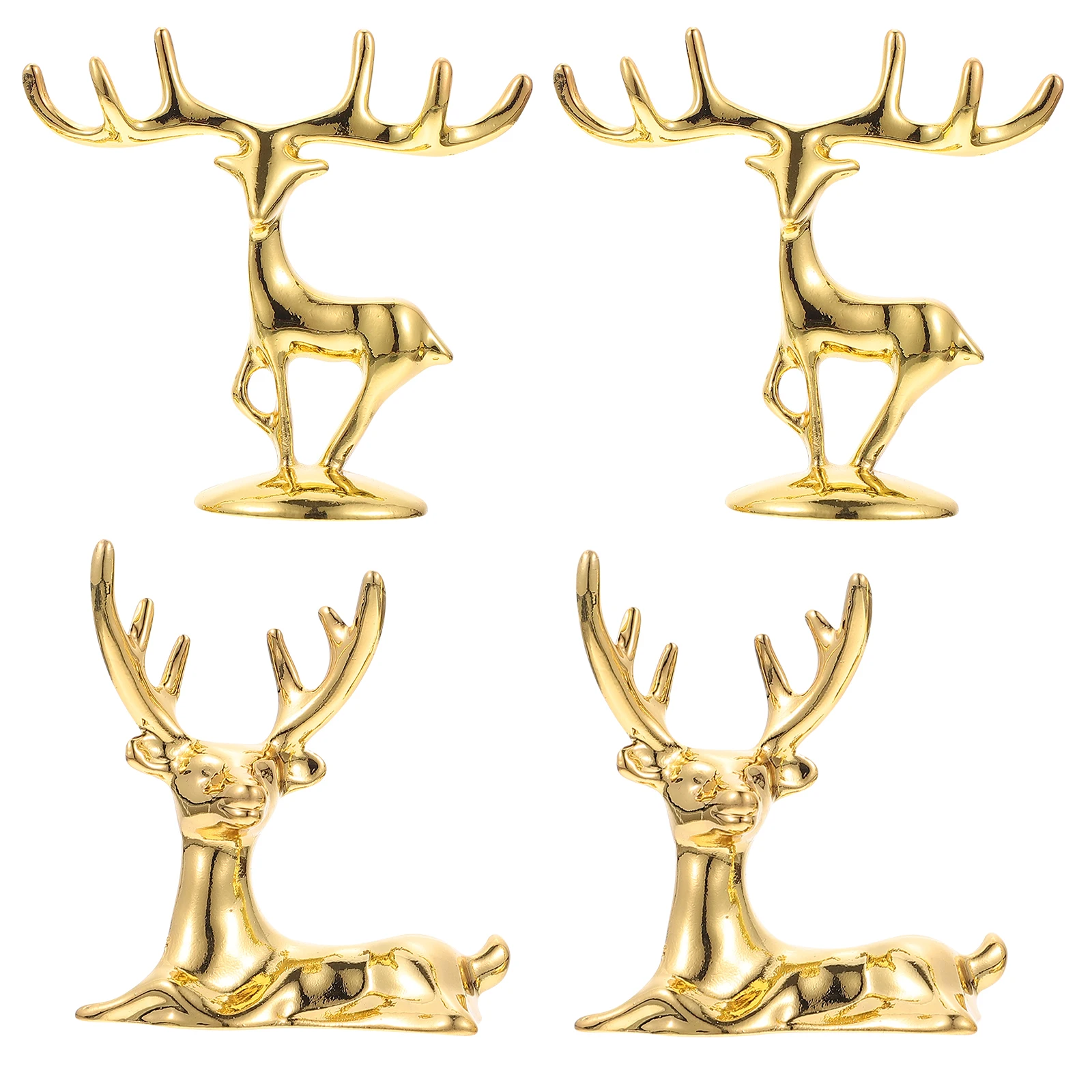 

4pcs Adornment Zinc Alloy Tabletop Deer Ornament Golden Xmas Gift For Christmas Home Decoration Desktop Elk Decoration Creative