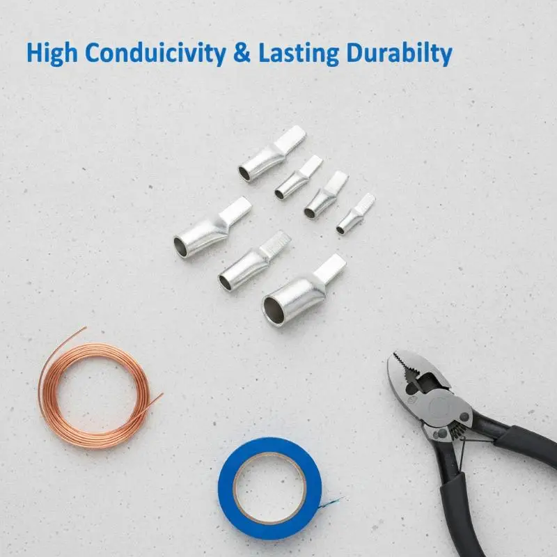 10Pcs Tin Plated Copper C45 Breaker Crimp Terminals 4/6/10/16/25/35/50mm² Anti-Rust for Outdoor Electrical Equipment Wiring