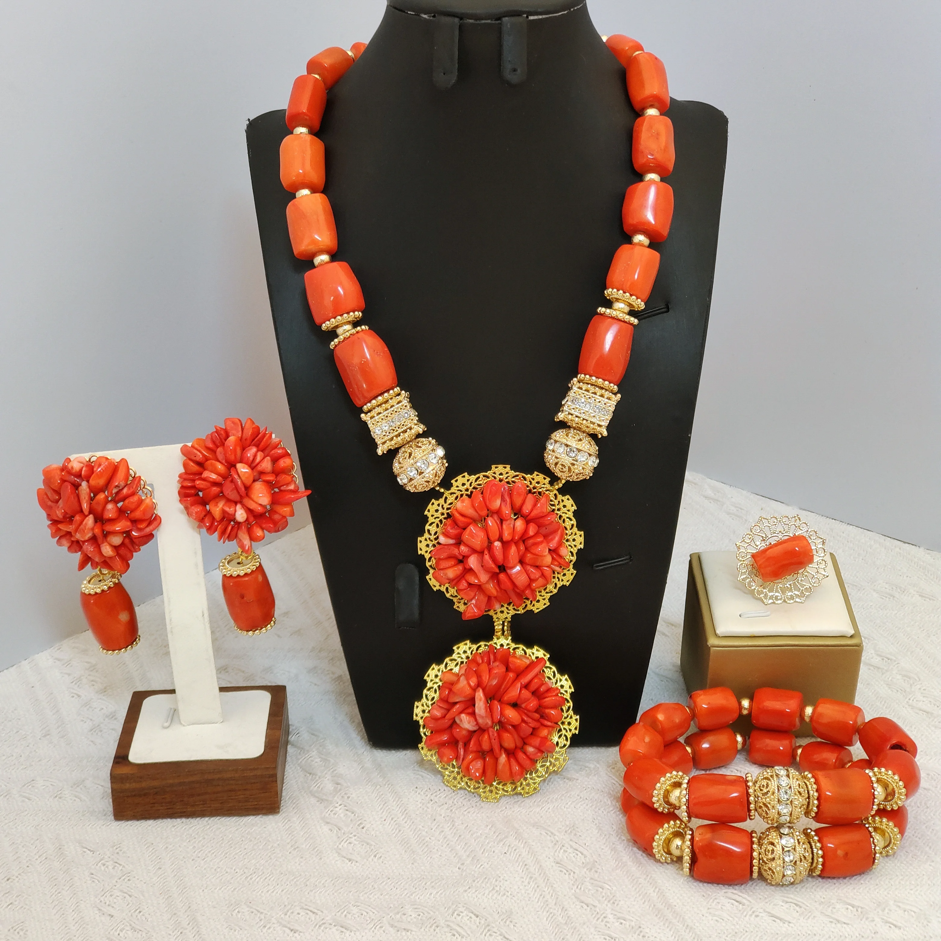 

african coral beads jewelry sets nigerian wedding