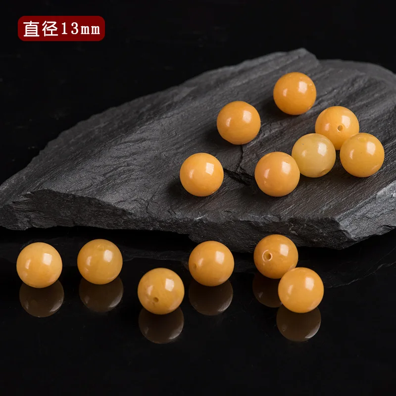 Grade A Myanmar Jadeite Yellow Jade Round Beads For Jewelry Making Diy String Bracelet Beaded Necklace Charm Jewelry Accessories