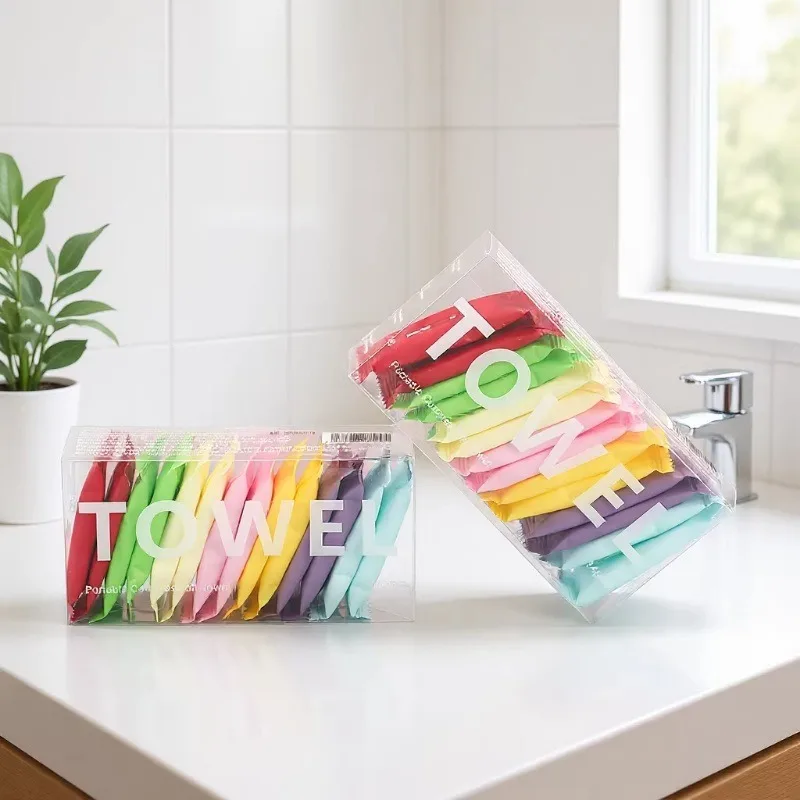 Compressed Facial Towel for Travel, Disposable Face Towel Tablets, Portable Cotton Washcloth in Candy Shape