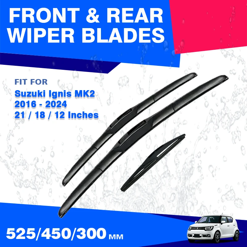 For Suzuki Ignis MF 2016 - 2024 Hybrid Sport Front Rear Wiper Blades Accessories Windshield Windscreen 2017 2018 2019 2020 2021