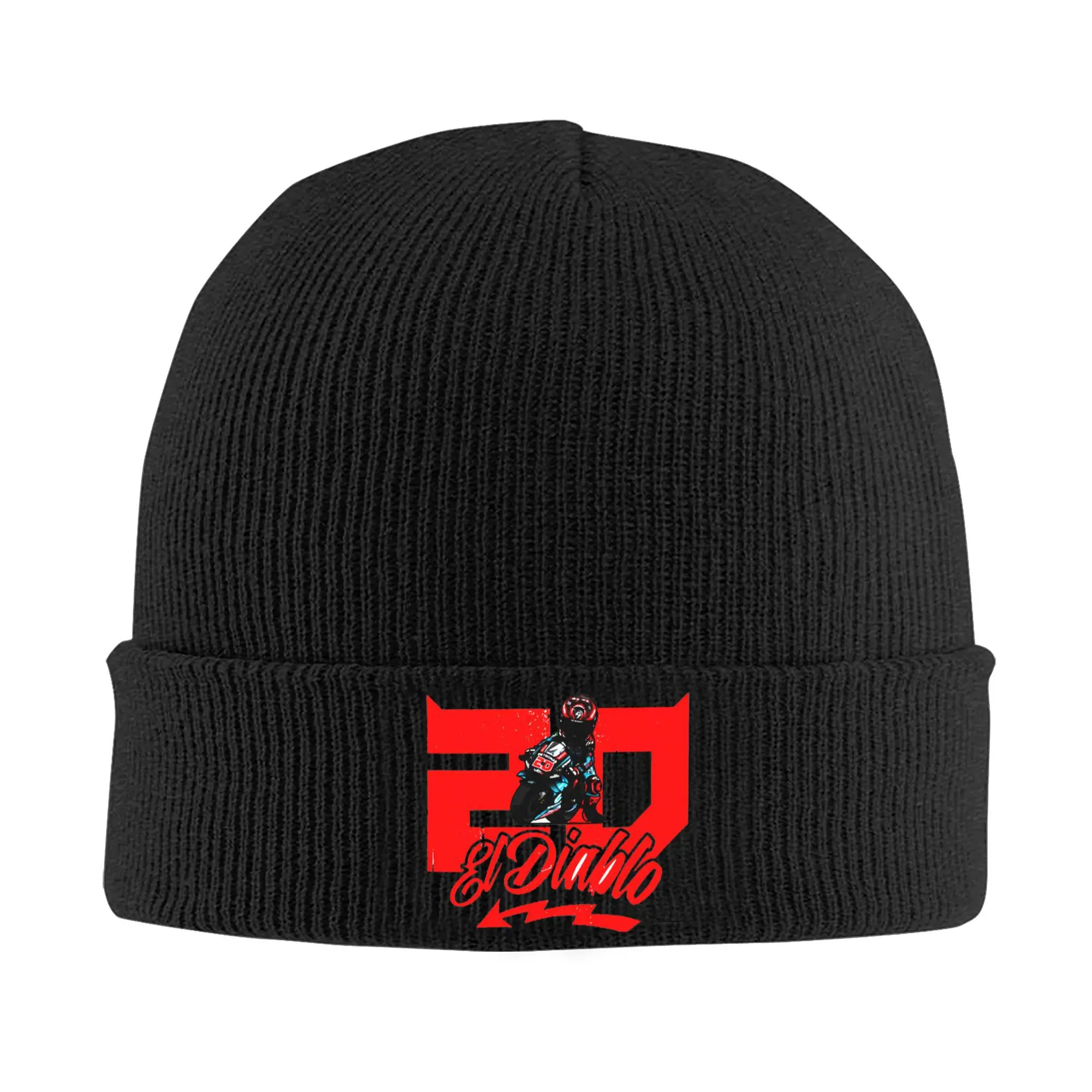 Custom El Diablo 20 Fabio Quartararo Skullies Beanies Caps Winter Warm Knitting Hat Adult Motorcycle Racing Bonnet Hats Ski Cap