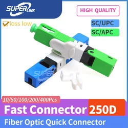 Free Shipping 100/200 PCS/Lot FTTH ESC250D SC APC & SC UPC Single-Mode Fiber Optic Quick Connector FTTH SM Optic Fast Connector