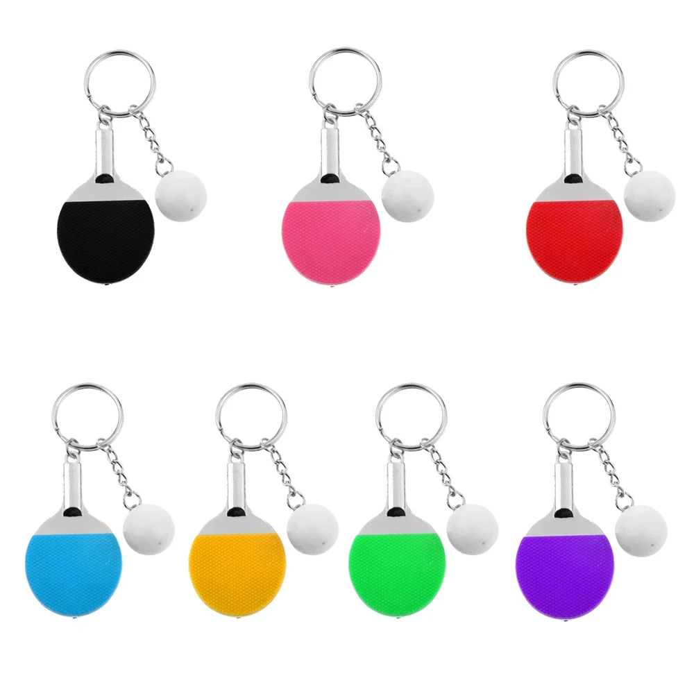 Souvenir Mini 7 Color Tennis Ball Bowling Pendant Sports Keyring Table Tennis Racket Ping Pong Key Ring Table Tennis Keychain