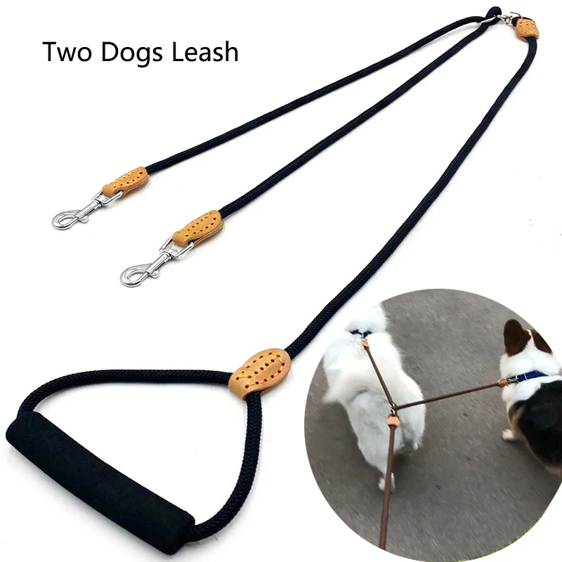 120cm WALK Two DOGS Leash Double Twin Lead Walking Leash Two Pets Cats Dual Couple Dog Leashes Nylon Y Shape Leash For dog cat