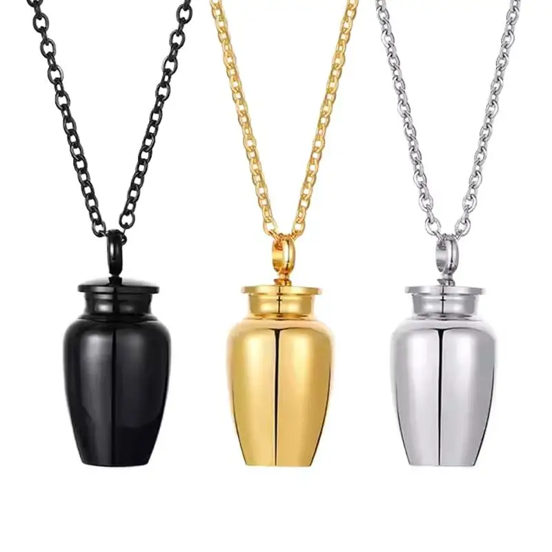 1Pc 2 In 1 Stainless Steel Medicine Box Pendant Necklace Mini Removable Bone Ash Cinerary Urn Sealed Memorial Pendant Jar