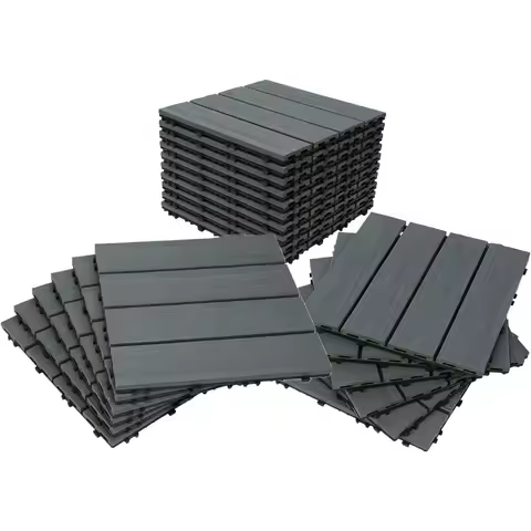 Wood Composite Deck Wooden Flooring Deck Tiles -12"x12" Indoor Outdoor Waterproof Flooring Tiles for Balcony, Backyard, Garden