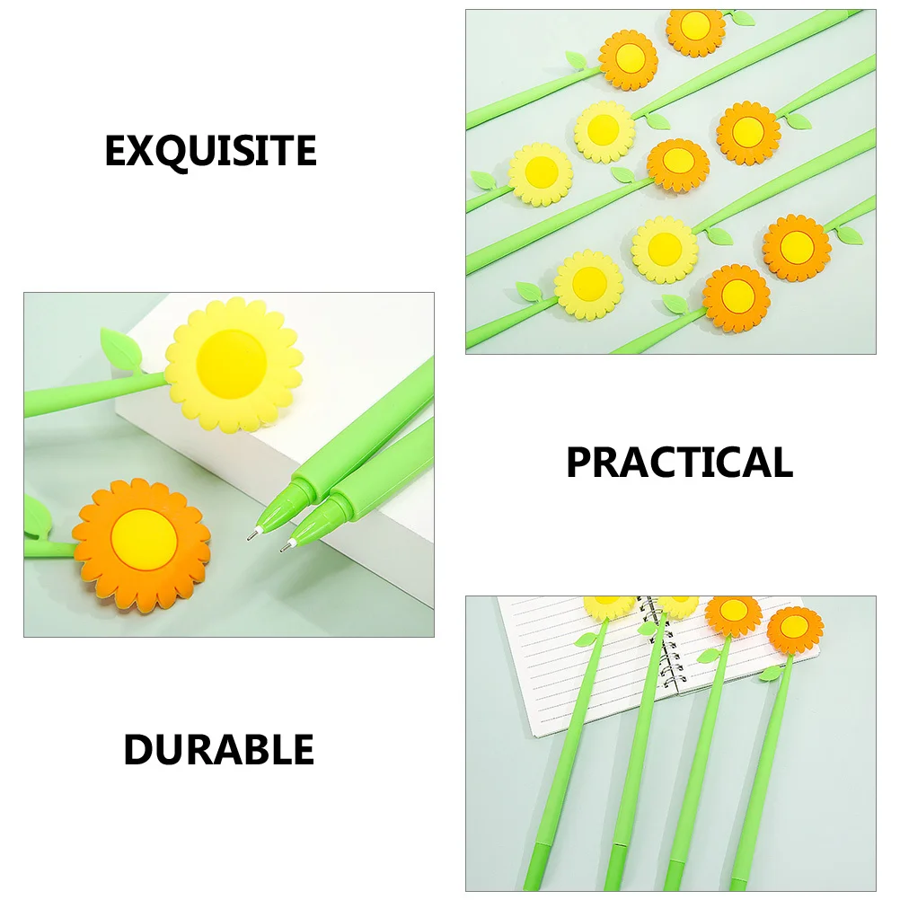 2Pcs Fine Point Pens Simulated Sunflower Pens for Students Testing Solid Material Smooth Writing No Ink Leakage