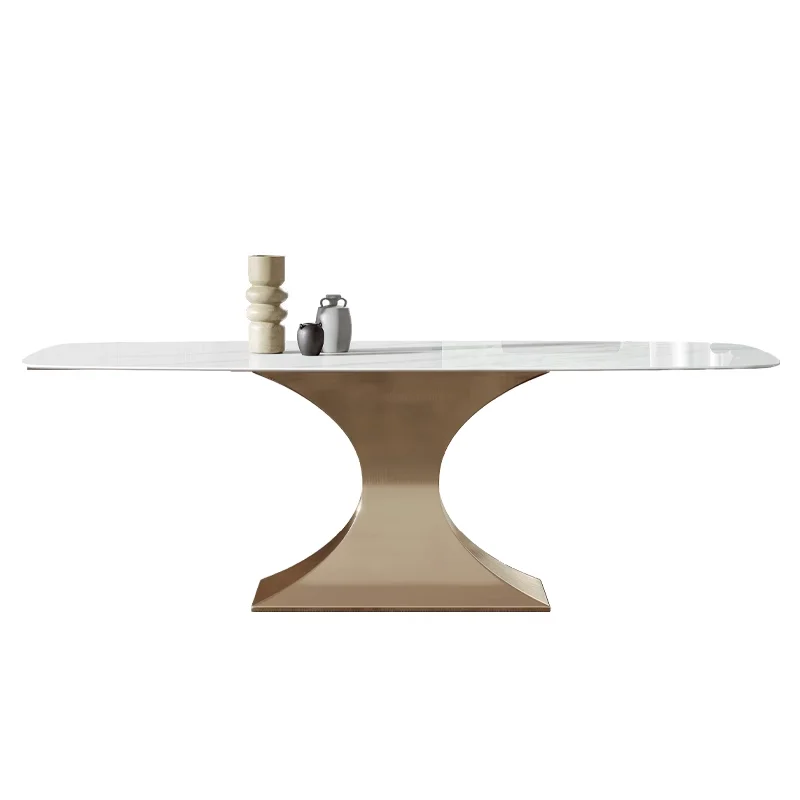 Combination of modern, simple, light and luxurious rectangular rice table of household size.