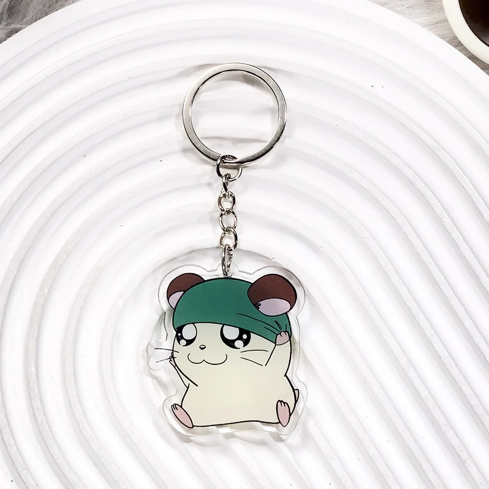 1/6PCS Anime Hamtaro Acrylic Car Keychain Cartoon Creative Bag Charms Accessories Funny Backpack Pendant Key Holder Friend Gifts