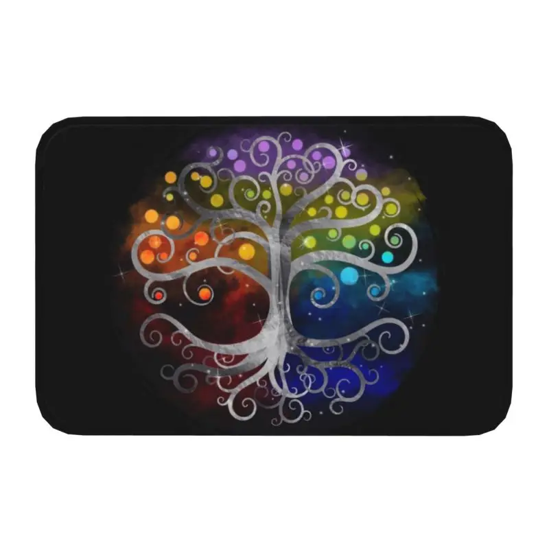 Tree Of Life Silver Swirl Doormat Anti-Slip Bathroom Kitchen Mat Toilet Door Floor Entrance Carpet Rug