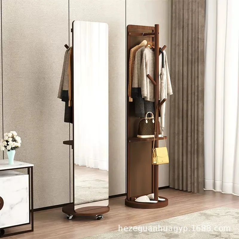 

Full-length mirror, full-length mirror, household floor mirror, bedroom rotatable movable solid wood with