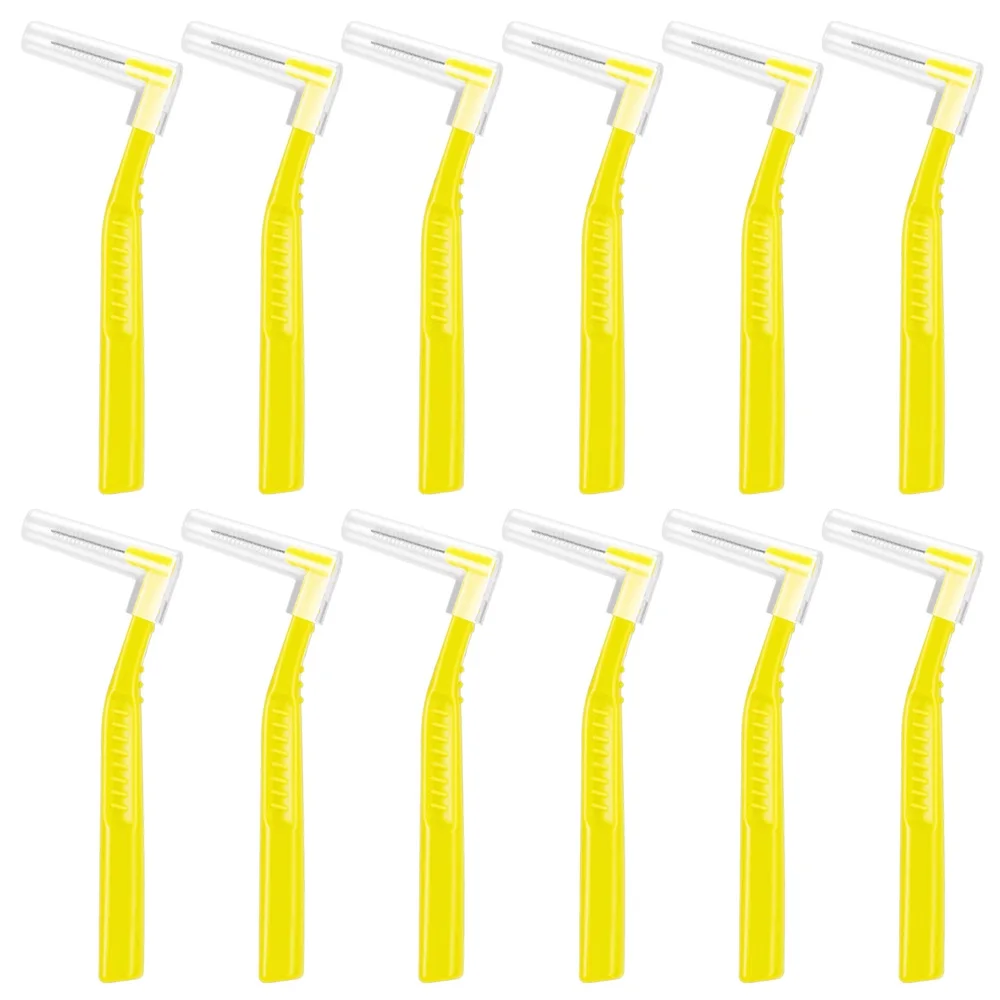 L-vormige interdentale borstels 0,7-1,2 mm, tandheelkundige orthodontische flosser voor het reinigen tussen de tanden, mondverzorging zachte tandenborstel (verpakking van 12)