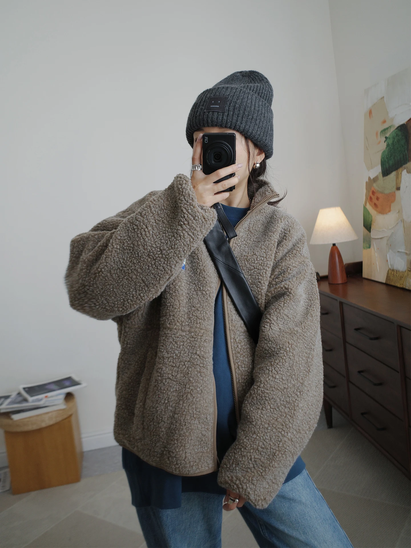 

Женская зимняя теплая свободная бархатная молния в стиле ретро в американском стиле Fce Jaet, длинная верхняя одежда с воротником-стойкой, топ