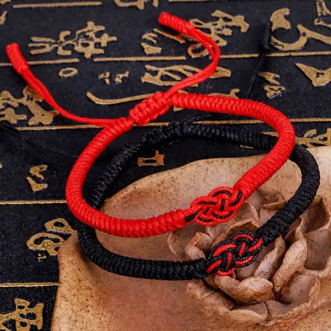 Män Enkla Gåvor För Älskare Buddhistiska Tibetanska Kinesiska Knutar Armband Handledssmycken Armringar Rött Rep DIY 10 best sales Kinesiskt knutarmband - №5