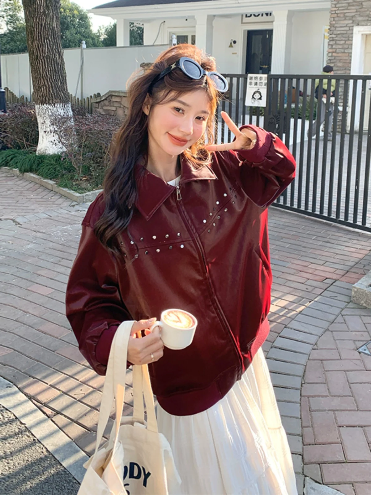 

Кожаная куртка Ankela Red для женщин, из искусственной кожи, весна-осень 2025, новая, стильная, модная, огнестойкая, в стиле байкерской куртки